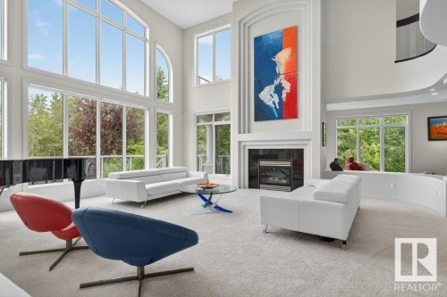 1128 119 Street, Edmonton, AB - Indoor Photo Showing Living Room With Fireplace