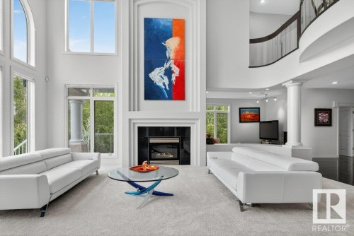 1128 119 Street, Edmonton, AB - Indoor Photo Showing Living Room With Fireplace