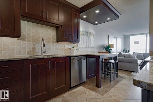702 9923 103 Street, Edmonton, AB - Indoor Photo Showing Kitchen With Double Sink