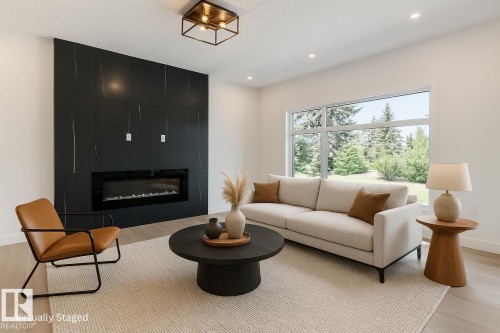 7906 75 Street, Edmonton, AB - Indoor Photo Showing Living Room With Fireplace