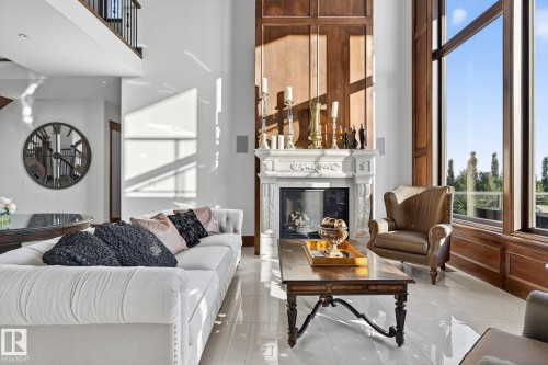53524 Range Road 263A, Rural Sturgeon County, AB - Indoor Photo Showing Living Room With Fireplace