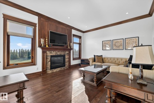 53524 Range Road 263A, Rural Sturgeon County, AB - Indoor Photo Showing Living Room With Fireplace