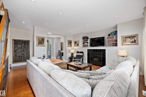 1644 Hector Road, Edmonton, AB - Indoor Photo Showing Living Room With Fireplace