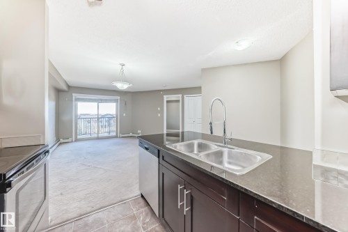 418 3315 James Mowatt Trail, Edmonton, AB - Indoor Photo Showing Kitchen With Double Sink