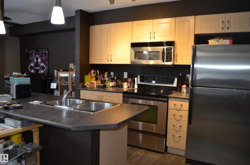 111 11445 Ellerslie Road, Edmonton, AB - Indoor Photo Showing Kitchen With Double Sink