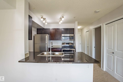 108 5810 Mullen Place, Edmonton, AB - Indoor Photo Showing Kitchen With Double Sink