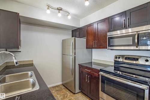 108 5810 Mullen Place, Edmonton, AB - Indoor Photo Showing Kitchen With Double Sink
