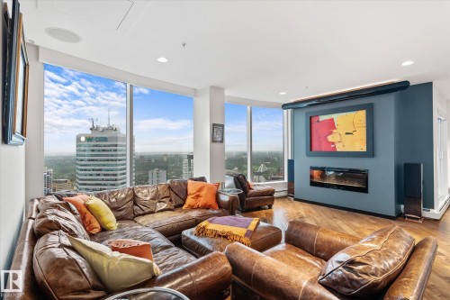 3402 10152 104 Street, Edmonton, AB - Indoor Photo Showing Living Room With Fireplace
