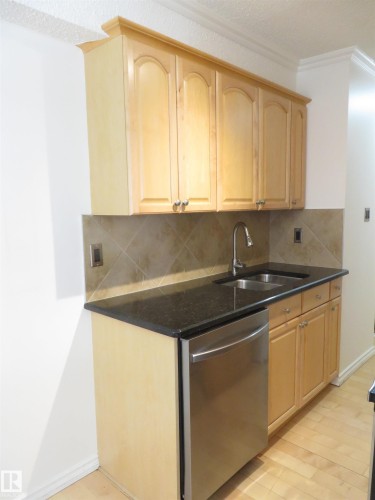 102 10547 83 Avenue, Edmonton, AB - Indoor Photo Showing Kitchen With Double Sink