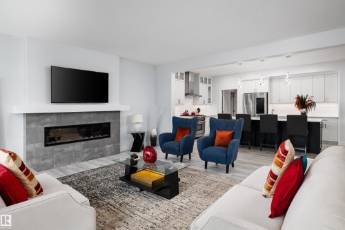 1562 Howes Place, Edmonton, AB - Indoor Photo Showing Living Room With Fireplace