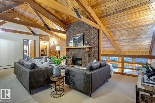 18420 8A Avenue, Edmonton, AB - Indoor Photo Showing Living Room With Fireplace