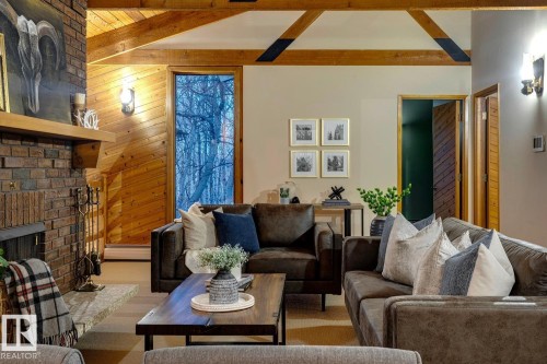 18420 8A Avenue, Edmonton, AB - Indoor Photo Showing Living Room With Fireplace