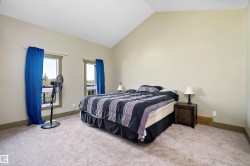 Bedroom featuring vaulted ceiling and carpet floors - 