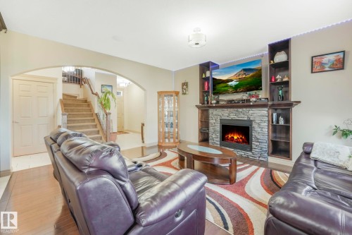 1238 Secord Landing Landing, Edmonton, AB - Indoor Photo Showing Living Room With Fireplace