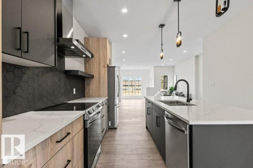 9826 158 Street, Edmonton, AB - Indoor Photo Showing Kitchen With Double Sink With Upgraded Kitchen