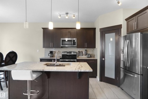 17007 62 Street, Edmonton, AB - Indoor Photo Showing Kitchen With Stainless Steel Kitchen With Double Sink With Upgraded Kitchen