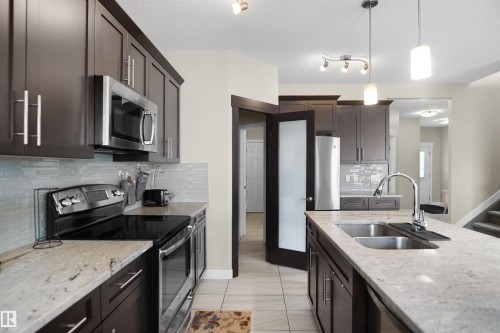 17007 62 Street, Edmonton, AB - Indoor Photo Showing Kitchen With Stainless Steel Kitchen With Double Sink With Upgraded Kitchen