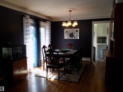 Dining room featuring a chandelier, dark wood-style floors, a textured ceiling, a baseboard radiator, and crown molding - 