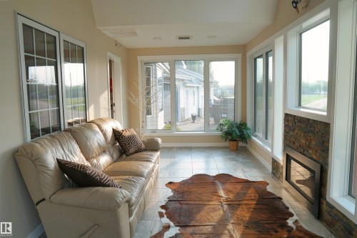 150 West Railway Street, Edmonton, AB - Indoor Photo Showing Living Room With Fireplace
