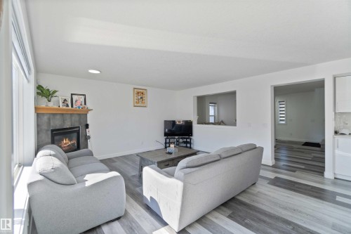 1017 82 Street, Edmonton, AB - Indoor Photo Showing Living Room With Fireplace