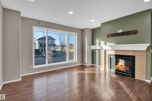 17951 85 Street, Edmonton, AB - Indoor Photo Showing Living Room With Fireplace