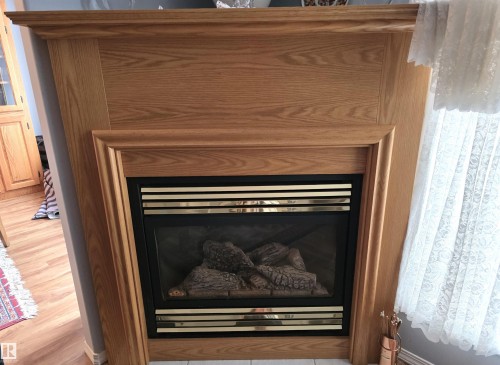 208 Ravine Villa(S), Leduc, AB - Indoor Photo Showing Living Room With Fireplace