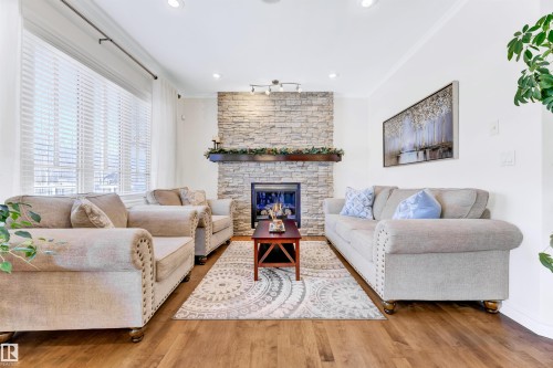2677 Anderson Crescent, Edmonton, AB - Indoor Photo Showing Living Room With Fireplace