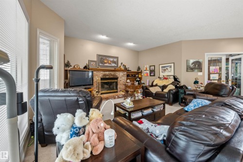 403 Twin Brooks Crescent, Edmonton, AB - Indoor Photo Showing Living Room With Fireplace