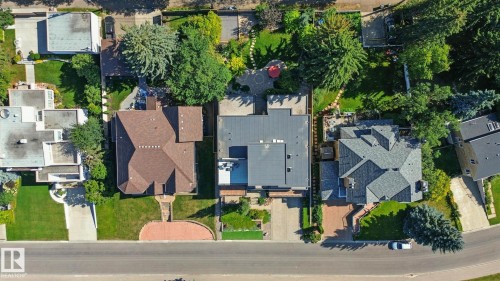 Aerial view of property and surrounding area with nearby suburban area - 11823 Saskatchewan Drive, Edmonton, AB - Outdoor With View