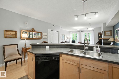 305 9819 96A Street, Edmonton, AB - Indoor Photo Showing Kitchen With Double Sink