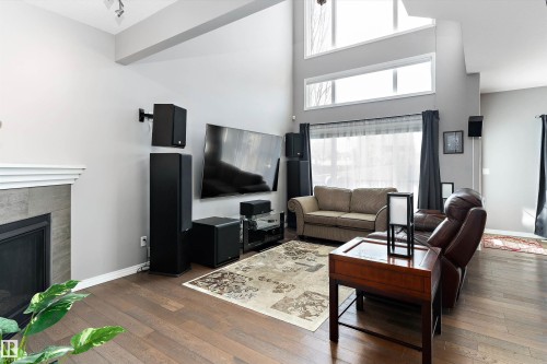 1325 Adamson Drive, Edmonton, AB - Indoor Photo Showing Living Room With Fireplace