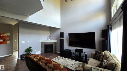 1325 Adamson Drive, Edmonton, AB - Indoor Photo Showing Living Room With Fireplace