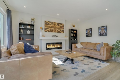 1138 Cy Becker Road, Edmonton, AB - Indoor Photo Showing Living Room With Fireplace