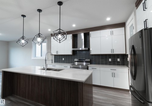 17704 59 Street Nw, Edmonton, AB - Indoor Photo Showing Kitchen With Double Sink With Upgraded Kitchen