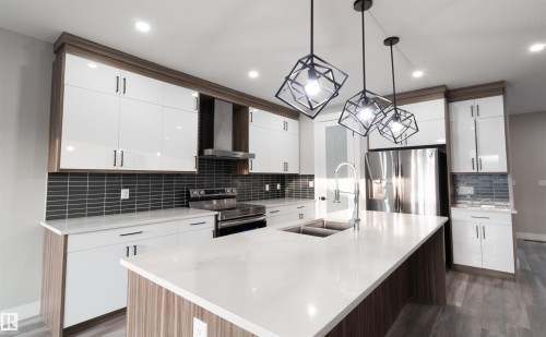 17704 59 Street Nw, Edmonton, AB - Indoor Photo Showing Kitchen With Double Sink With Upgraded Kitchen