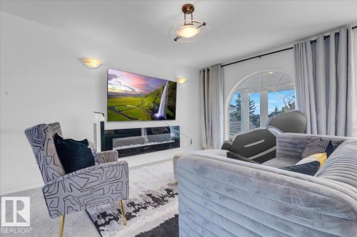 138 Twin Brooks Cove, Edmonton, AB - Indoor Photo Showing Living Room With Fireplace