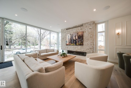 9651 96A Street, Edmonton, AB - Indoor Photo Showing Living Room With Fireplace