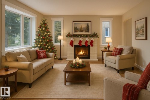 11222 71 Avenue, Edmonton, AB - Indoor Photo Showing Living Room With Fireplace