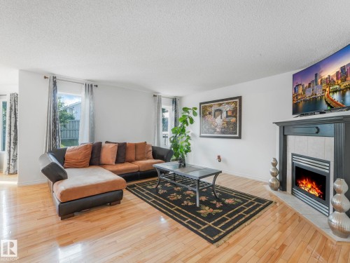 20115 46 Avenue, Edmonton, AB - Indoor Photo Showing Living Room With Fireplace