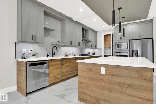 3118 Kostash Green, Edmonton, AB - Indoor Photo Showing Kitchen With Stainless Steel Kitchen With Upgraded Kitchen