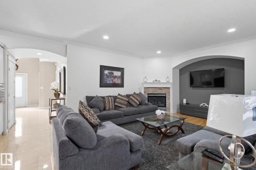 6026 164A Avenue, Edmonton, AB - Indoor Photo Showing Living Room With Fireplace