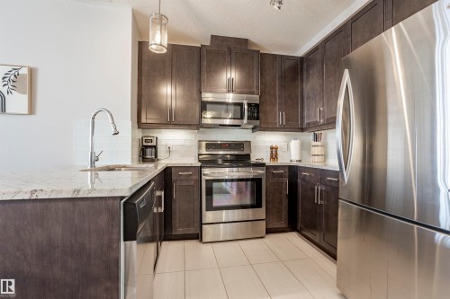 307 5151 Windermere Boulevard Nw, Edmonton, AB - Indoor Photo Showing Kitchen With Upgraded Kitchen