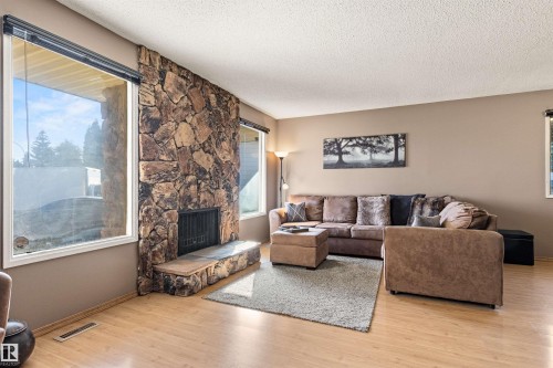 1704 39 Street, Edmonton, AB - Indoor Photo Showing Living Room With Fireplace