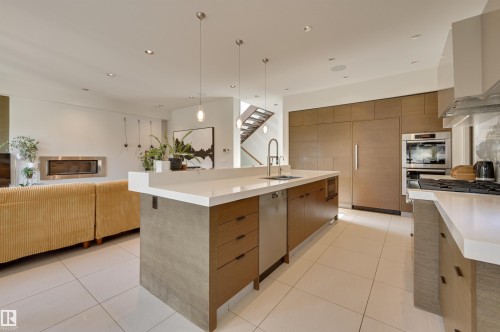 9415 144 Street, Edmonton, AB - Indoor Photo Showing Kitchen With Fireplace With Upgraded Kitchen