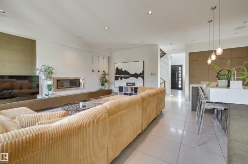 9415 144 Street, Edmonton, AB - Indoor Photo Showing Living Room With Fireplace