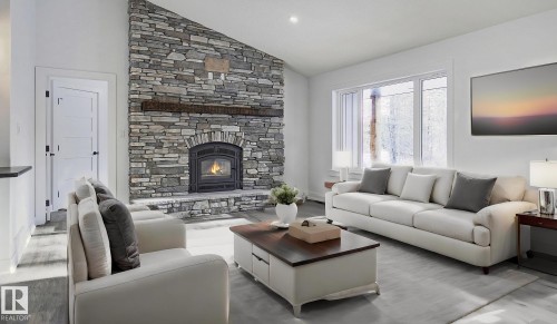 311 55504 Rr 13, Rural Lac Ste. Anne County, AB - Indoor Photo Showing Living Room With Fireplace