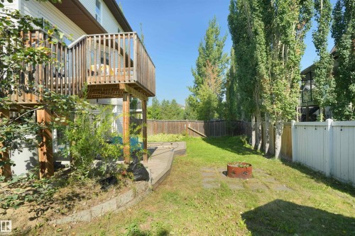 Fenced backyard with a wooden deck - 20705 56A Avenue, Edmonton, AB - Outdoor