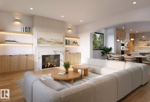 10514 134 Street, Edmonton, AB - Indoor Photo Showing Living Room With Fireplace