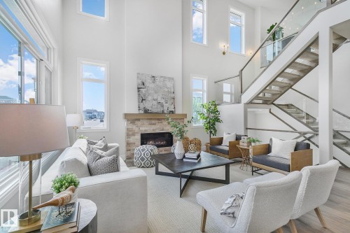 5604 Cautley Cove Cove, Edmonton, AB - Indoor Photo Showing Living Room With Fireplace