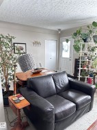 Living room featuring a textured ceiling - 